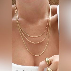 Stainless Steel 18K Gold-Plated Triple Layer Necklace